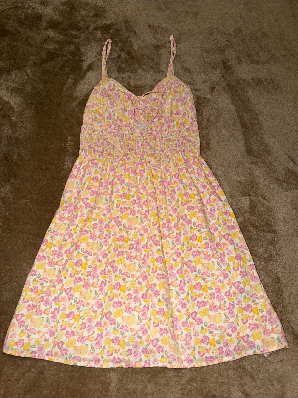 Hollister Pink & Yellow Floral Spaghetti-Strap Sundress